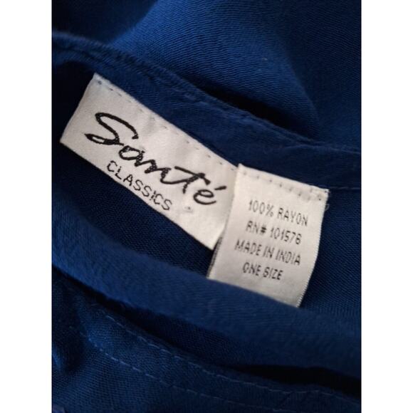 Vintage Sante Sleeveless Boho Navy Blue Tie Dye Dress Tunic Rayon Women One Size - Picture 11 of 11